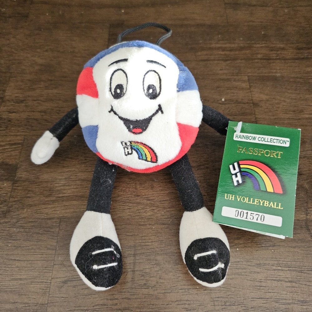 NWT Vintage University of Hawaii UH Volleyball Rainbow Beanie Plush 2000 Tag